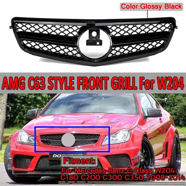  C63 AMG Style Front Grill Grille For Mercedes Benz C