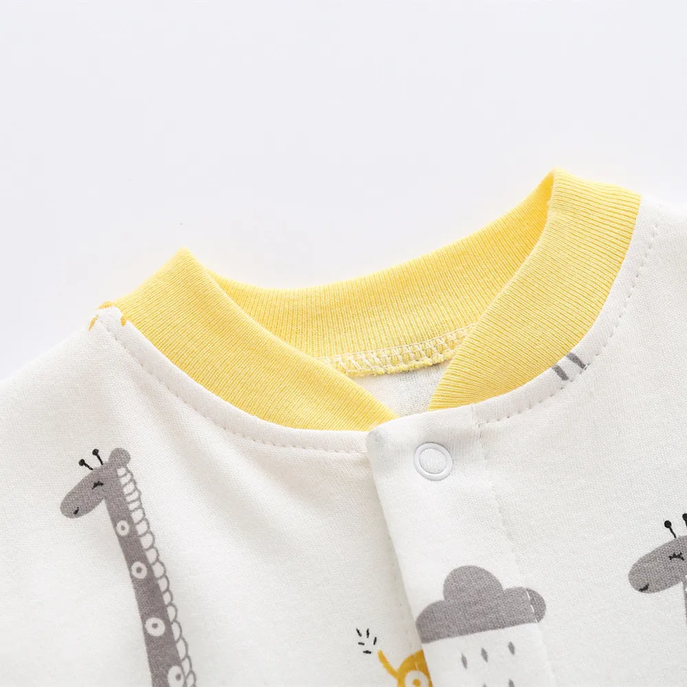 3-12M Autumn Baby jumpsuit Footies long sleeve clothes Infants romper cotton print boys onesies giraffe Cartoon baby underwear 2