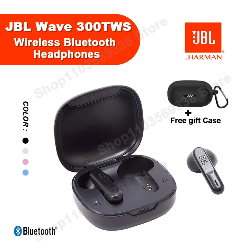 Original JBL Wave 300TWS Wireless Earbuds Sports Bluetooth JBL W300 Stereo Bass Headset Game Music Earphones With mic+free cover
