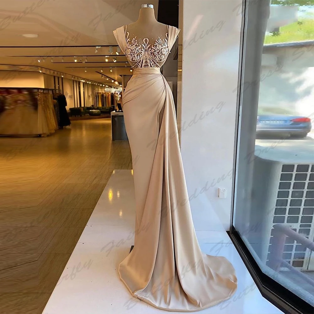 Green Elegant Mermaid Evening Dresses Gowns 2025 Backless Beaded Pearls Luxury For Women Party LA6340 main image 0