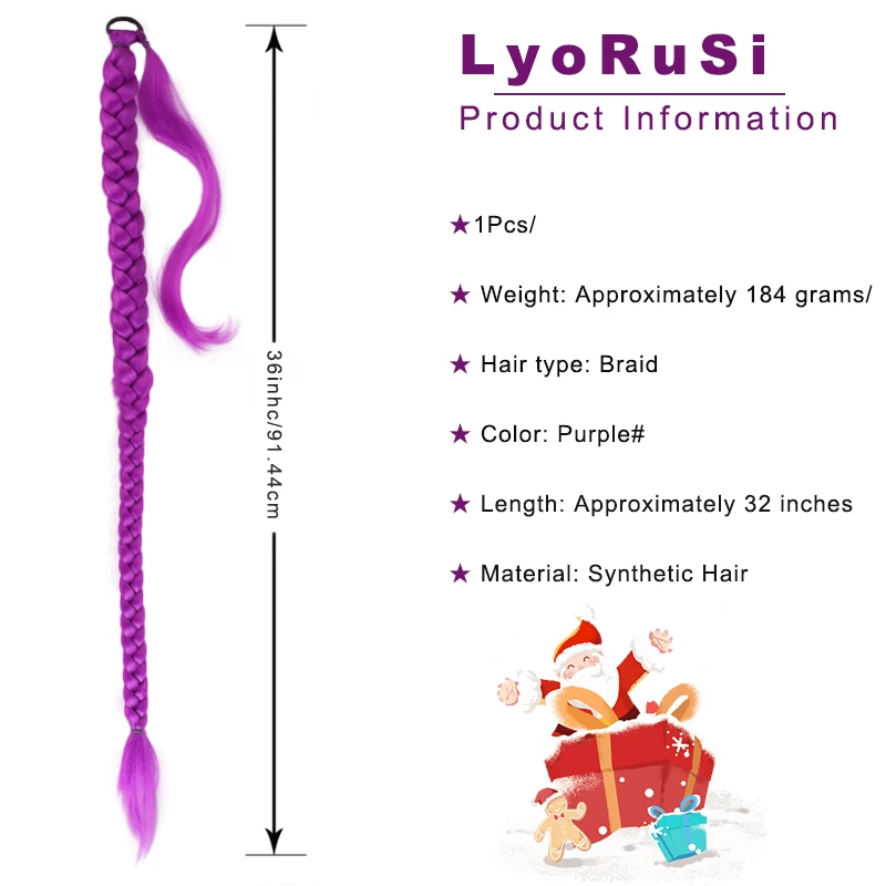 36 Inch Purple Hair Extensions Pre-Braids Braiding Hair for Cosplay  Stage Performances  Ponytail Extension with Elastic Tie