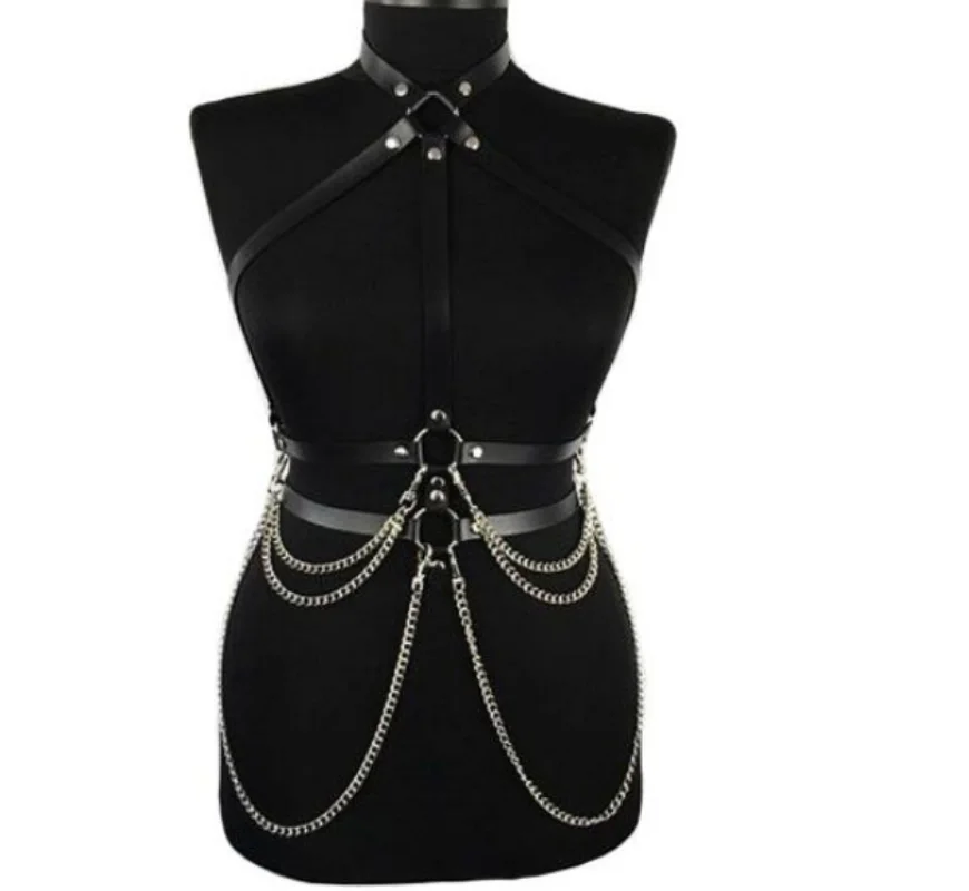 Körper PU Leder Bondage Harness Kleidung einstellbar Punk Sexy Dessous erotische Accessoires Ad_voghion.com