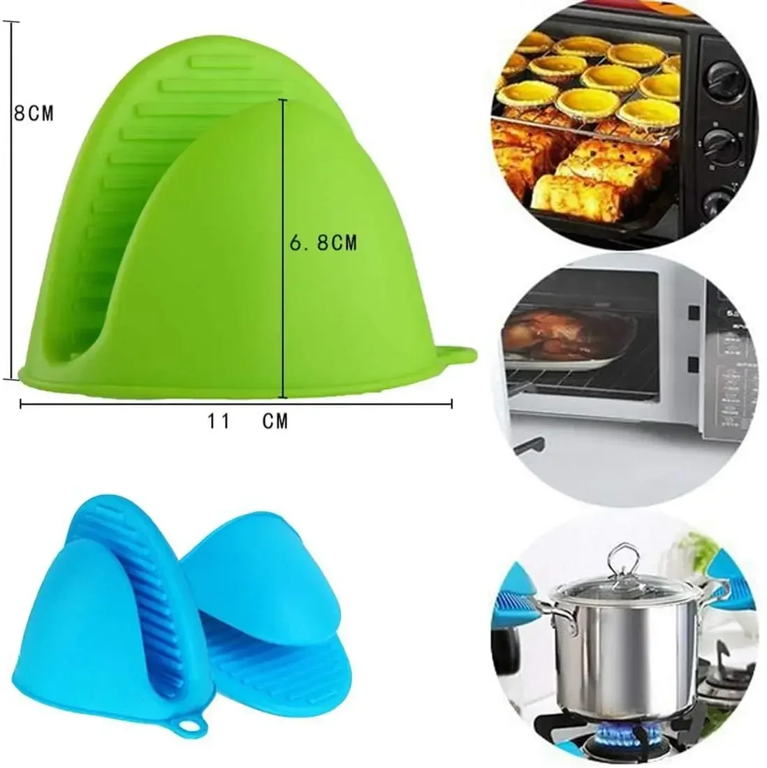 Silicone Cooking Pinch Grips Oven Mitts Potholder Mini Oven Gloves for Kitchen Cooking Baking Air Fryers Microwaves BBQs