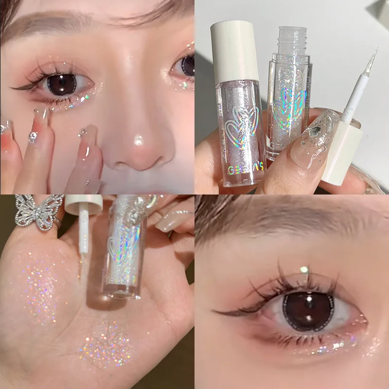 Liquid Eyeliner Liquid Eyeshadow Eyeshadow Eyeliner Liquid Glitter Eyeshadow Diamond Shiny Silver Eye Liners Waterproof Flash Sequins Gel Lying Silkworm Brightening Makeup Tools