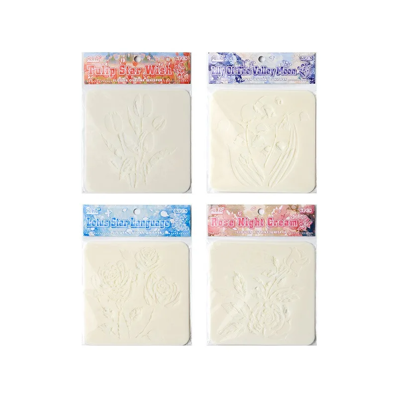 꽃 속삭임 템플릿 세트 DIY 공예용 장미꽃 그림 그리기 도구 해외 공급 저널링용