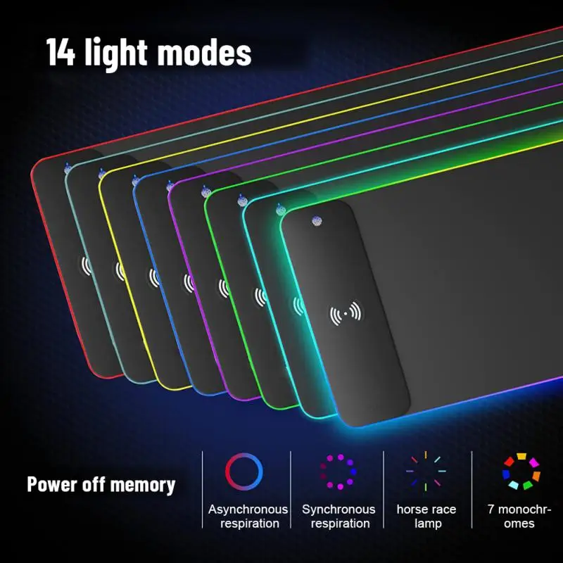 Carregamento sem Fio Mouse Pad Faça Você Mesmo Gamer Custom Made Mousepad Rgb Desk Mat Computador Portátil Teclado Antiderrapante Led Almofada Tapete 15w - Imagem 2
