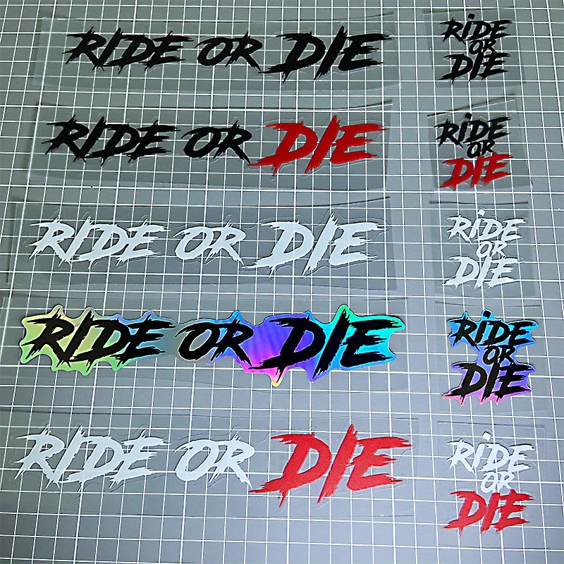 Motorcycle Stickers 2PCS Waterproof for Motorbike Helmet DIY Road Bicycle Top Tube Frame Self-adhesive Vinyl Decals RIDE OR DIE