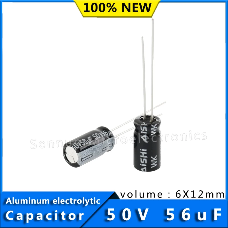 

10 шт., алюминиевый электролитический конденсатор 56uf50v 6X1 2, 50 в, 56 мкФ, 6 х12, 6 х12 мм, высокая частота, низкое сопротивление