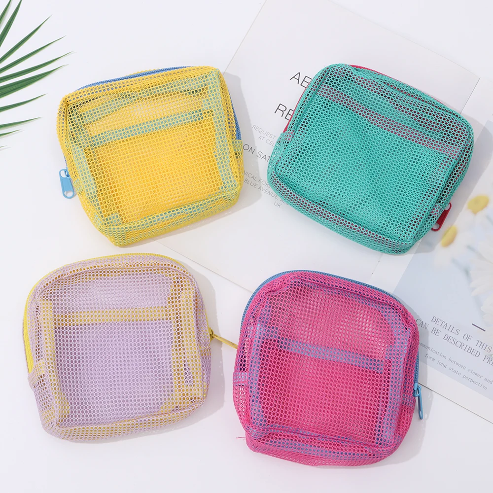 Tragbare Mesh Kosmetiktasche Frauen Dopamin Farbe Lagerung Make-Up Fall Mesh Kulturbeutel Lagerung Beutel Organizer – Detail 11