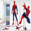 Boys Spider Man Anime Bath Shower Curtain Set 4pcs with Hooks Waterproof Bathroom Toilet Mat Lid Decor 5