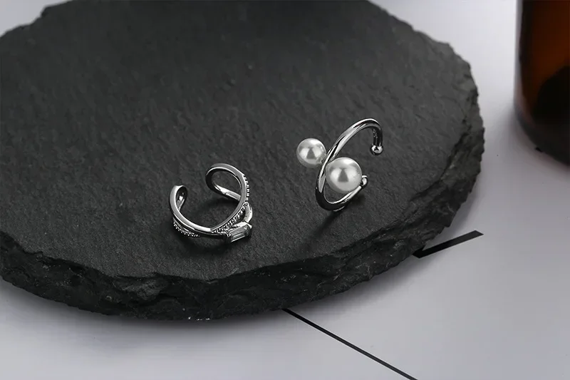 1-piece Multilayer Line Zircon Clip On Earrings ear clip earrings clip earrings ear clip ear accessories For Women Geometric Silver Color Ear Cuff Without Piercing Jewelry