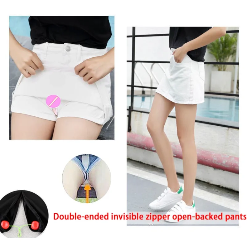 

Denim Skirt Women's Summer High Waist A- Line Skirt Invisible Open Crotch Convenient Pants Women's Package Hip Pantskirt Skirt