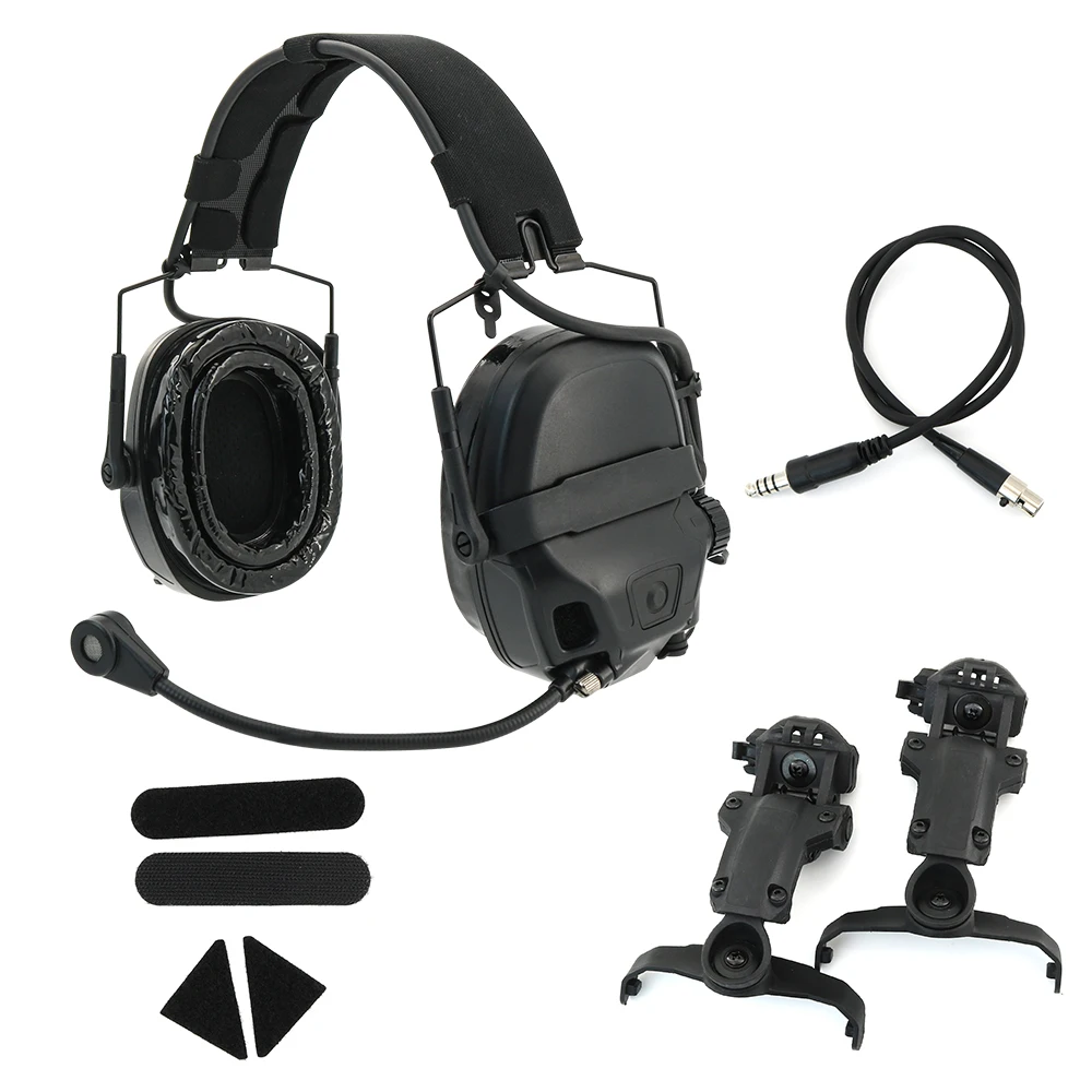 TS TAC-SKY Tactical Helmet ARC Track Bracket  AMP Headset  Noise Reduction Walkie Talkie Air Gun Earphones for Hunting Sports