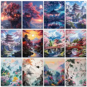 RUOPOTY – cadre De peinture par numéros pour adultes, Kits De démarrage, artisanat De coucher De soleil, tableau d'art mural, paysage, cadeau De bricolage pour la maison 1