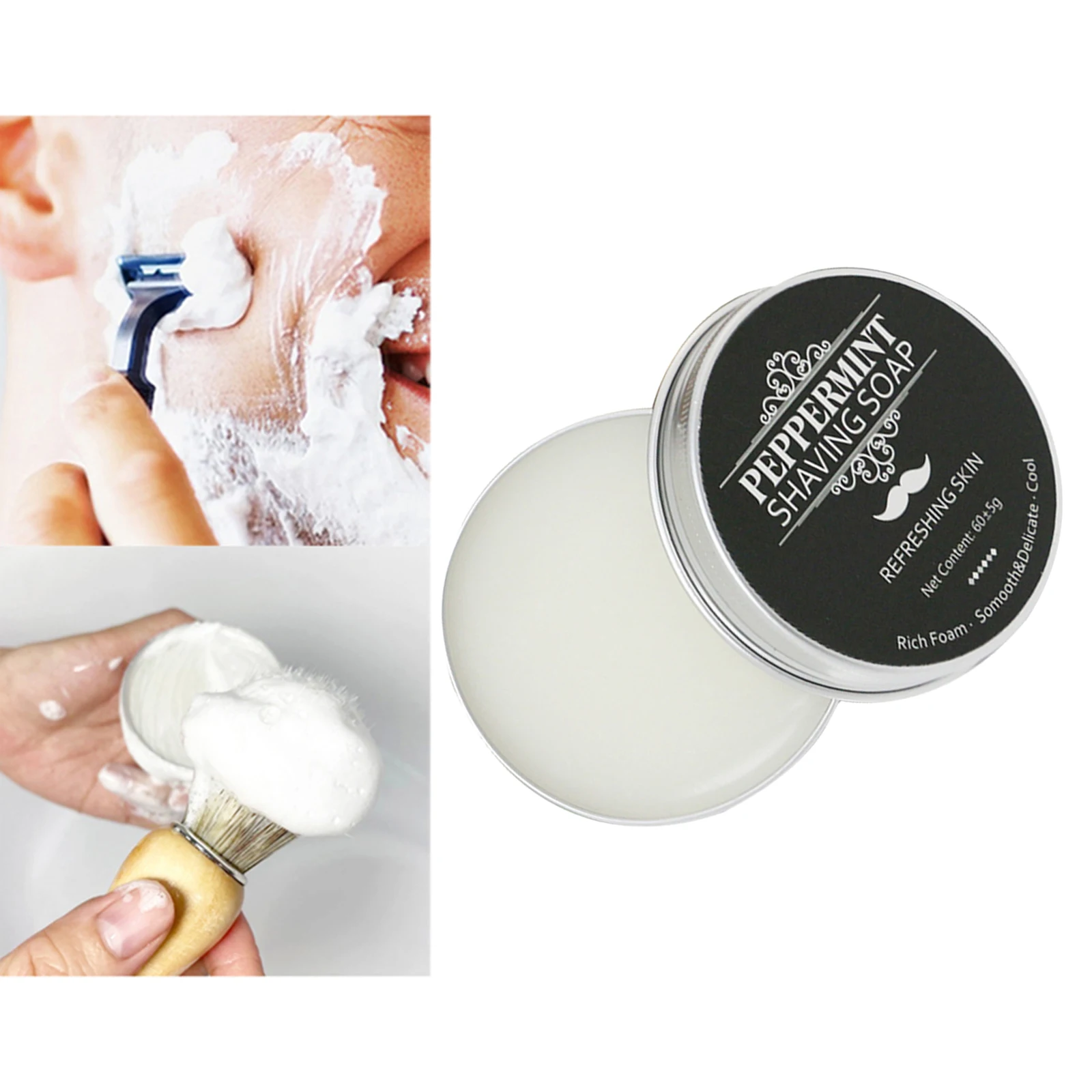 Scented Men&rsquo;s Shaving Soap Barber Shaving Cream Rich Lather Gentle Not Stimulating in Aluminum Boxed Provides Smooth Shave