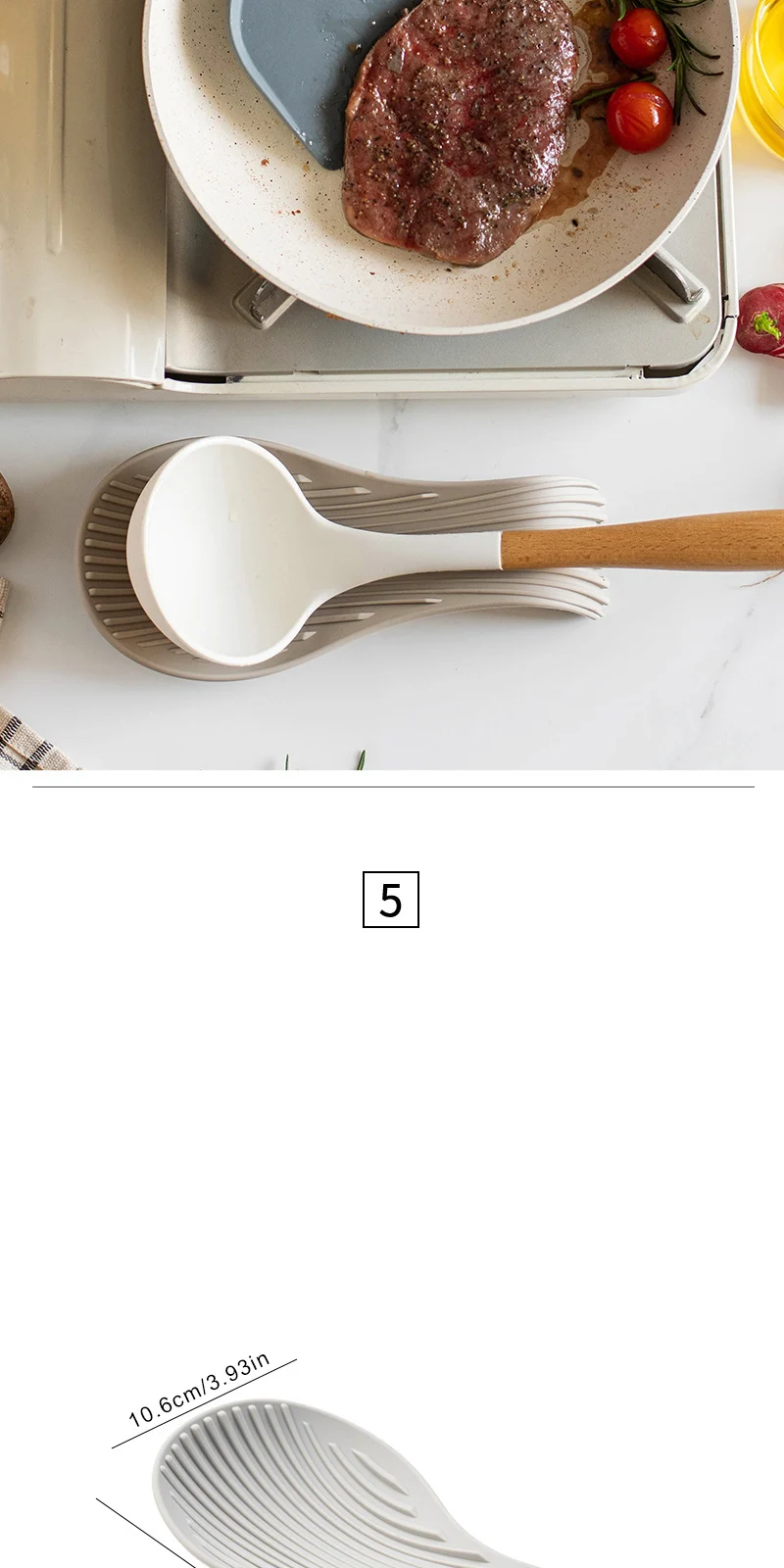 Description Picture 5 of item1/4Pcs Silicone Spoon Holder Rest Pad Kitchen Utensils Spatula Heat Resistant Placemat Tray Insulation Mats Kitchen Tools