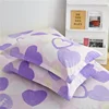 Purple Love Bed Sheet Set with 2 Pillowcases Simple Letter Design Soft Comfortable Bedding Set for Kids Adults Room Decoration 3