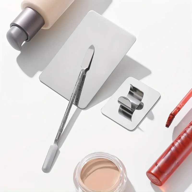 Tavolozza per miscelazione trucco, tavolozza spatola per trucco con spatola per fondotinta, tavolozza per nail art con vassoio per miscelazione trucco in acciaio inossidabile - immagine 3