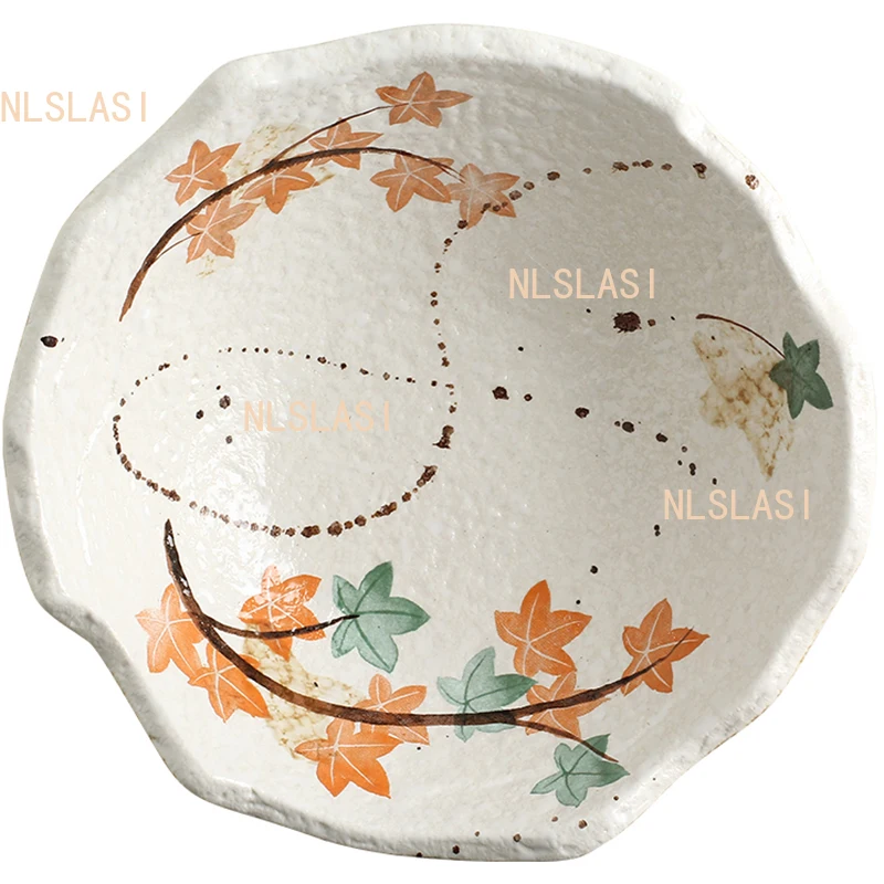 1pcs Ceramic Large Soup Bowl Household Alien Salad Bowl Japanese Style Specialty Tableware Hand Drawn Commercial Tableware