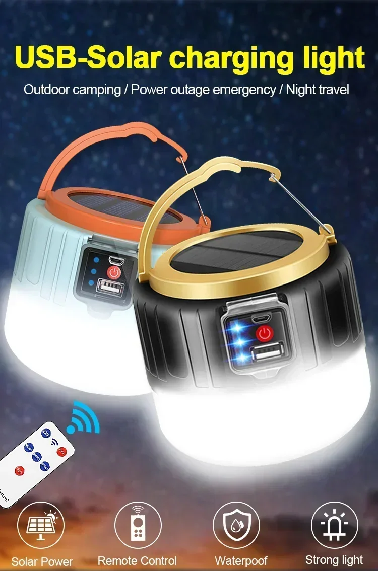 Description Picture 2 of itemSolar LED Camping Light Portable Outdoor Emergency Lights USB Rechargeable Bulb For Outdoor Tent Lamp High Power Lantern For BBQ