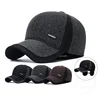 New Warm Mens Winter Wool Baseball Cap Ear Flaps Brand Snapback Hats Thicken Cotton Fitted Cap Gorra Hombre Trucker Cap 1