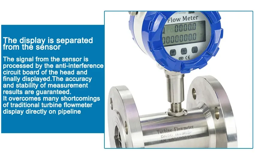Flange Connection 304 SS Turbine Flow Sensor Water Fuel Oil Diesel Flowmeter Pu