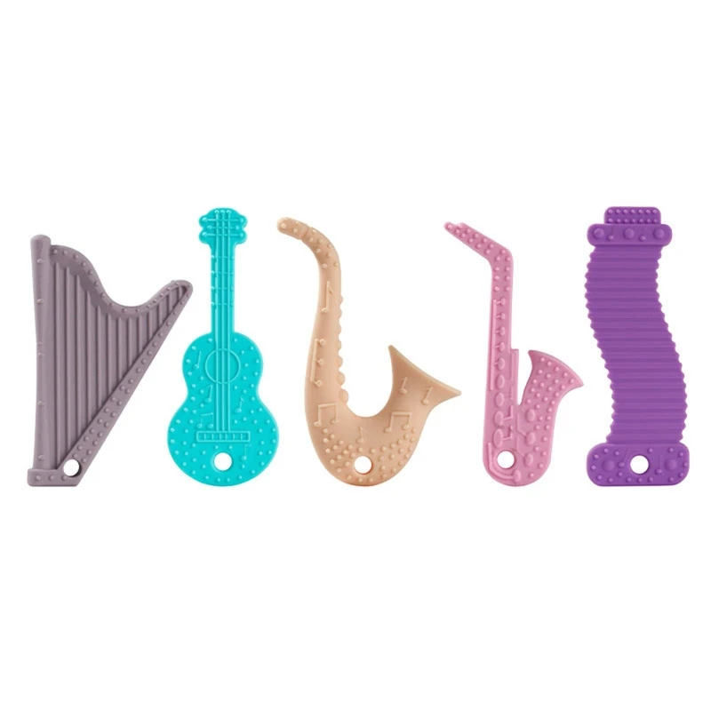 

Silicone Baby Teethers 5pcs/set Instrument Shape Baby Teething Chewing for Baby Infant Girls Boys Teeth Massage K1KC