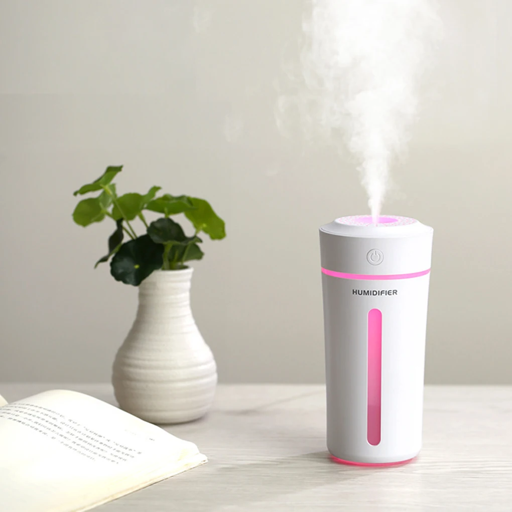 USB 가습기 LED 충전식 홈 데스크탑 아로마 디퓨저, 휴대용 여행 오일 에센셜 미스터 사무용품, 핑크