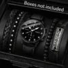 5PCS/Set Men's Business Watches Fashion Arabic Dial Leather Band Quartz Watch Bracelets Set（Without Box） 1