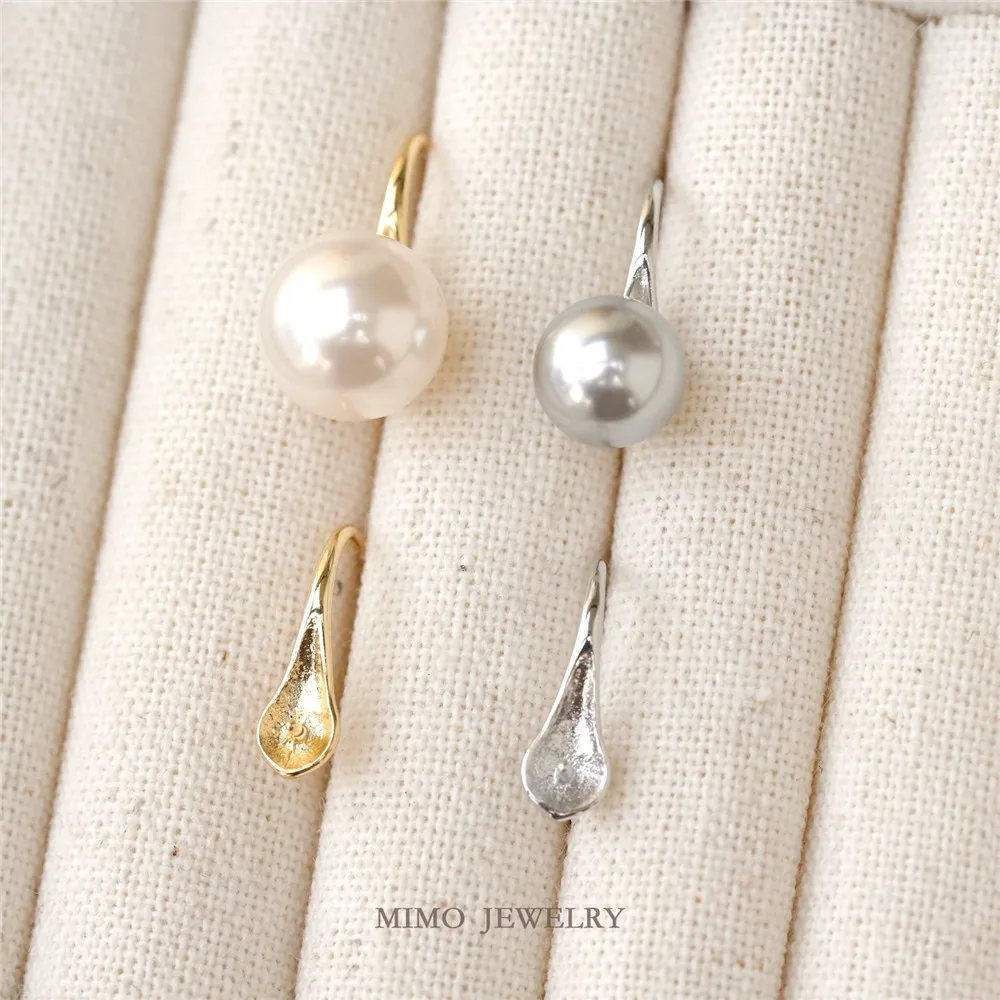 

14K Gold Plated Brass Metal Earring Hooks with Eyepin Bead Caps, French Earwire DIY Pearl Earrings Findings Components M-757