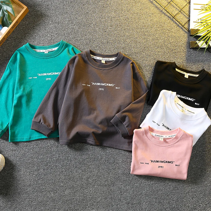 

Young Boys Cotton Shirts Teenagers T shirt Children Home Wear Outdoor Sport Kids Clothing Spring Autumn Tops 2 4 6 8 10 11 Years