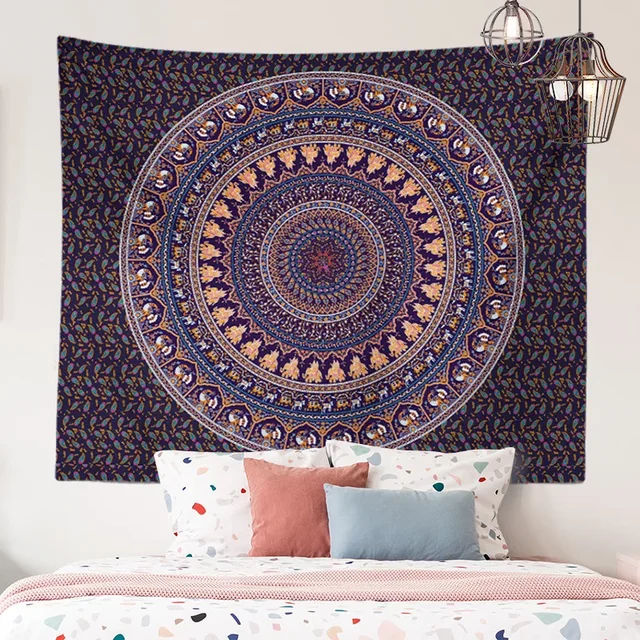 Serviette de plage Mandala pour la décoration intérieure, tapisserie ethnique Boho, scène de chevet, toile de fond de gril 3