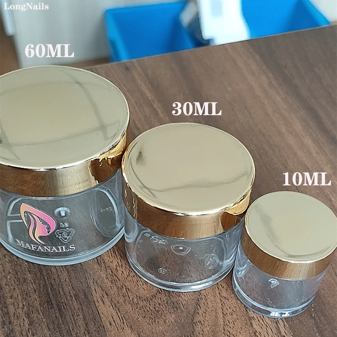

30ML 1OZ Jar Cosmetic Travel Bottles Gold Lids Clear Transparent Empty Box Nails Acrylic Powder/Glitters Jars 20/50/100pcs &BO