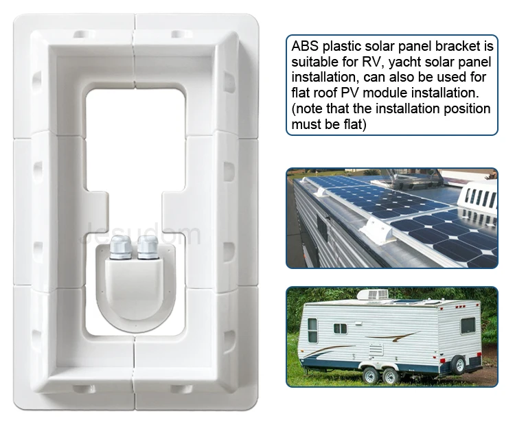 Wohnwagen-Solarpanel-Montagehalterungs-Kits mit IP68-Autokabel-Anschlussdose, ABS-Befestigung für Wohnmobil, Boot, Yacht, Dach, Deck, PV-Halter – Detail 9
