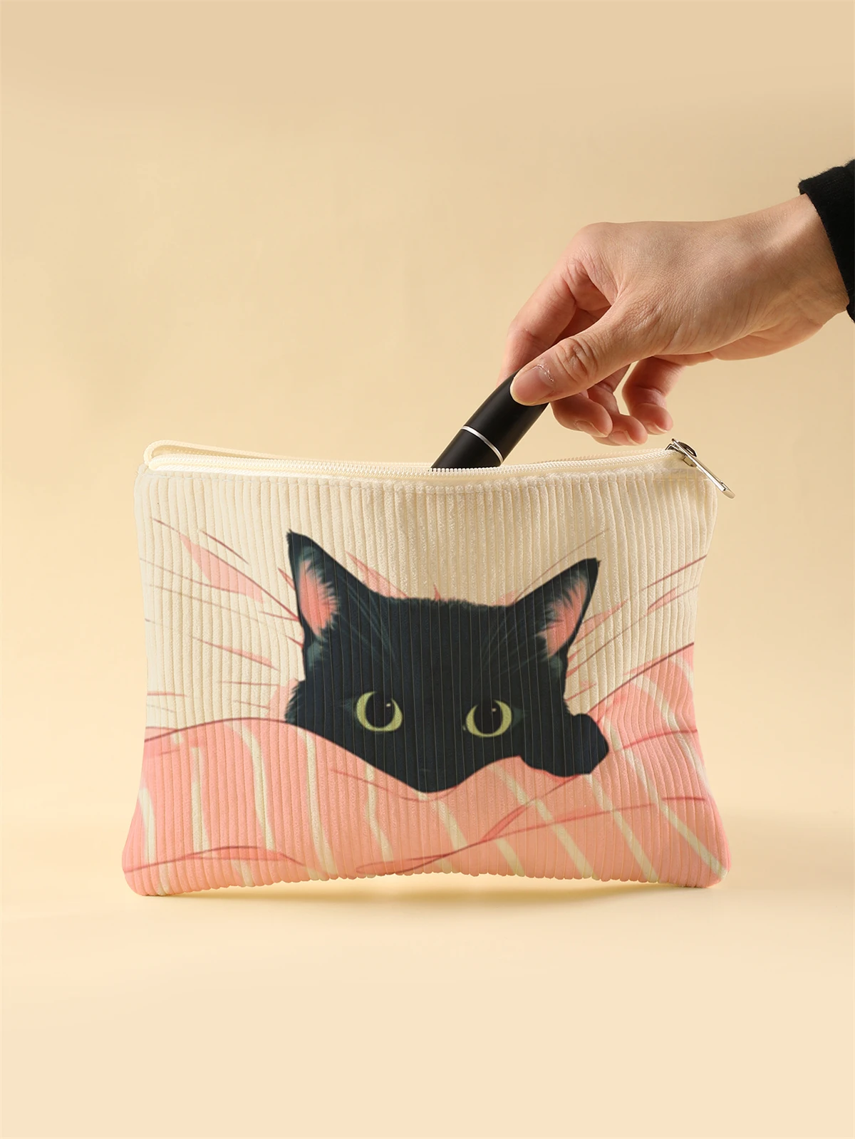 Corduroy Travel Cosmetic Bag Portable Makeup Storage Bag Purses Women Large Capacity Zipper Make Up Organizer Storage Clutch