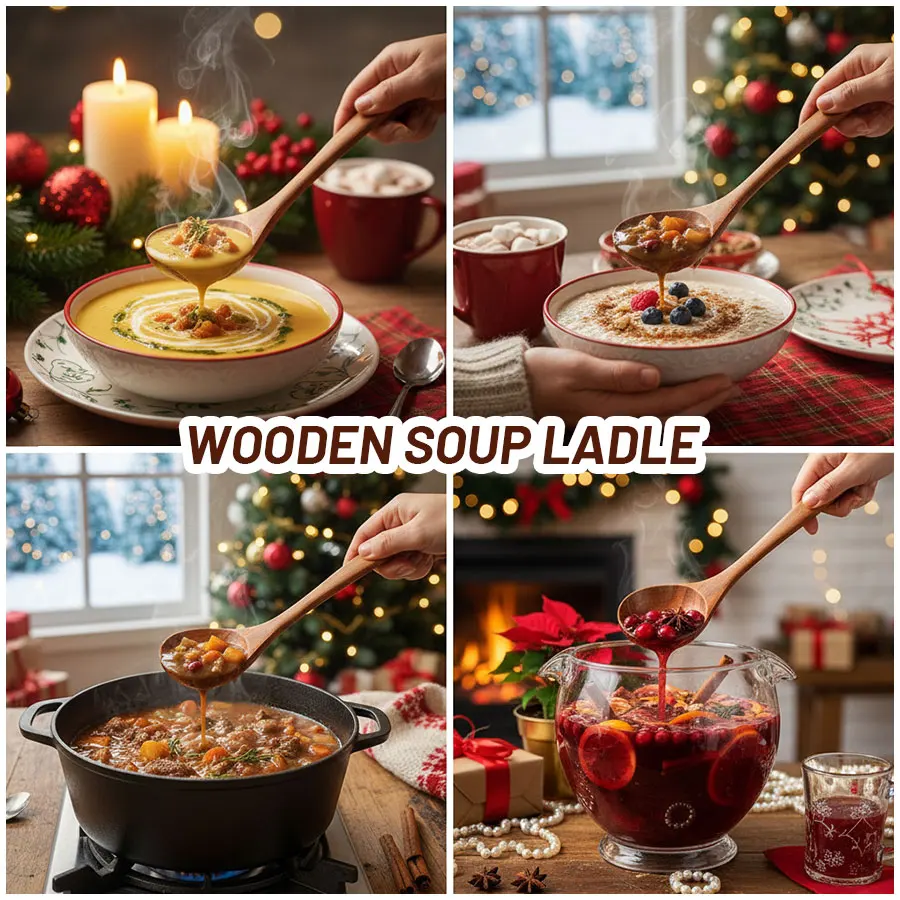 Wooden Soup Ladle, Durable Kitchen Serving Spoon Scooper, Non Scratch Wood Ladle Tableware For Cooking, Stirring Soup