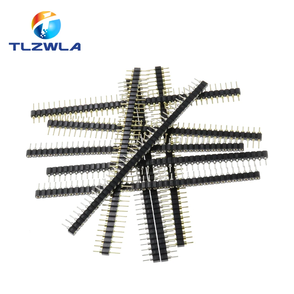 TLZWLA connector pin header round hole, female head row needles, male head single row, 1x40 pin, 2.54 mm pitch, gold plated