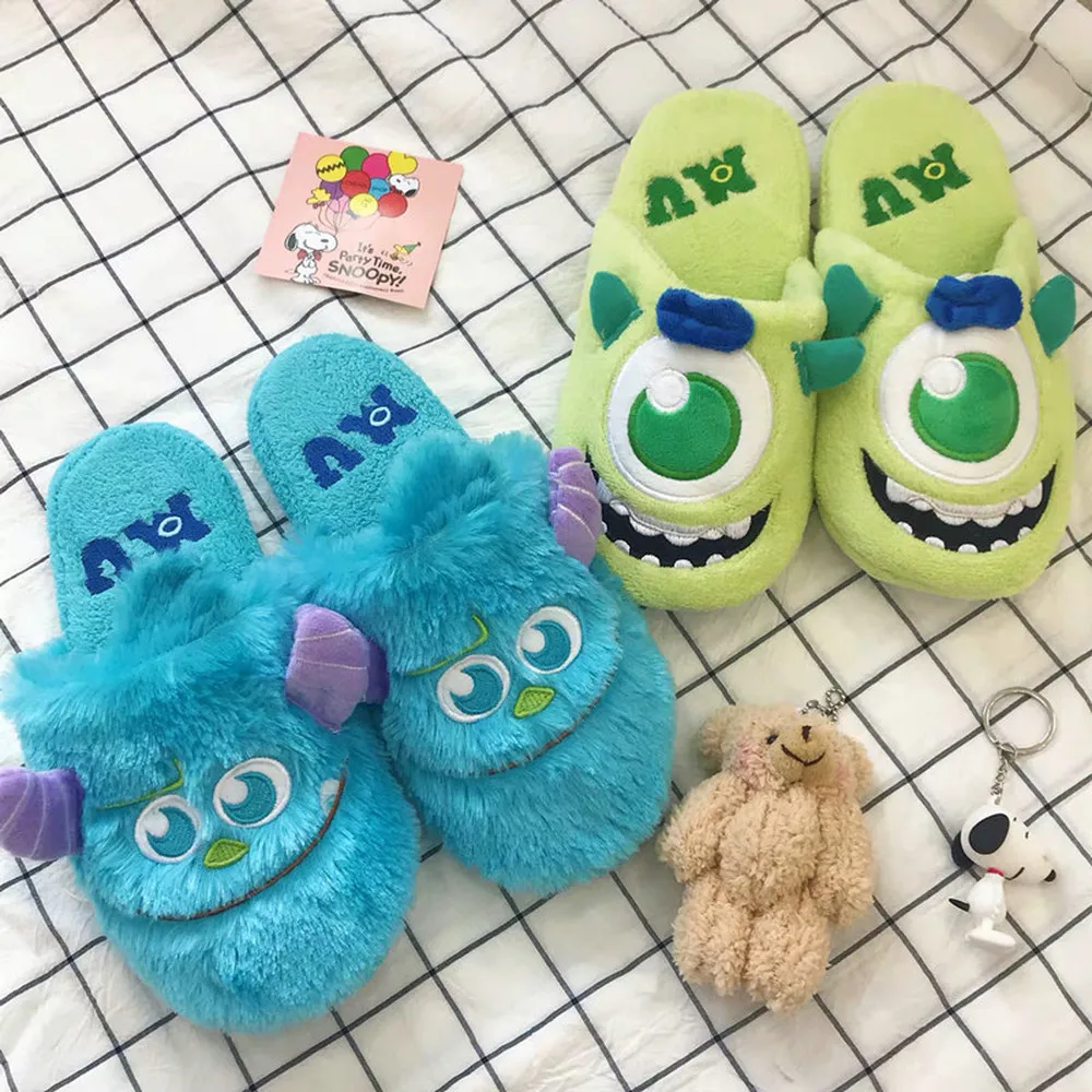 Anime Monsters University Slipper Disney Monster Inc Mike Wazowski Sullivan Winter Warm Non-slip Cute Cartoon Household Shoes pixar monsters university headbands for girls cosplay mike sullivan ears hairband kid disney monsters inc hair accessories women