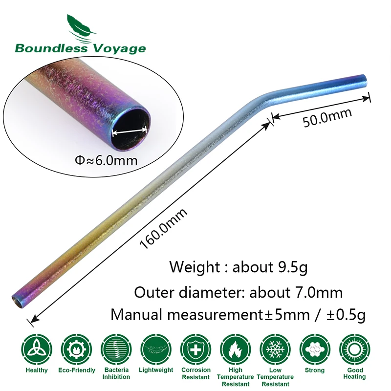 Colorful Titanium Reusable Straw Set with Cleaning Brush