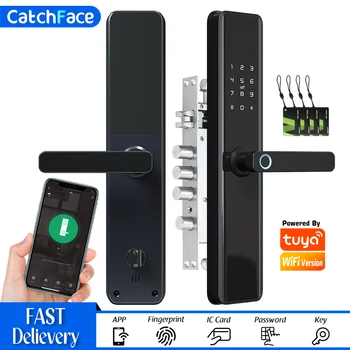 Tuya Smart Fingerprint Door Lock Smart Wifi APP Lock Bluetooth Unlock Security Intelligent Lock Biometric Electronic Door Lock 1