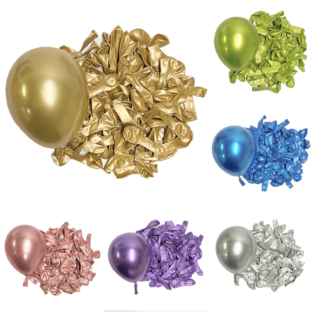 50/100Pcs metalowe balony 5/10/12/18inch różowe złoto Metalli srebrny chrom złote balony lateksowe urodziny dekoracje ślubne i świąteczne