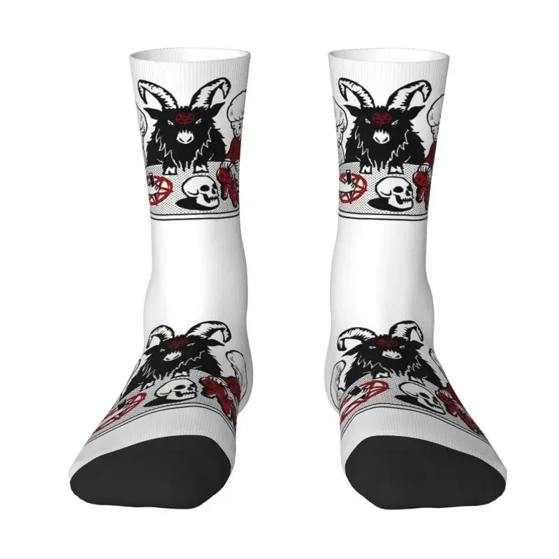 

My Family And Devil Goat Men's Crew Socks Unisex Fashion Satanic Baphomet Spring Summer Autumn Winter Dress Socks