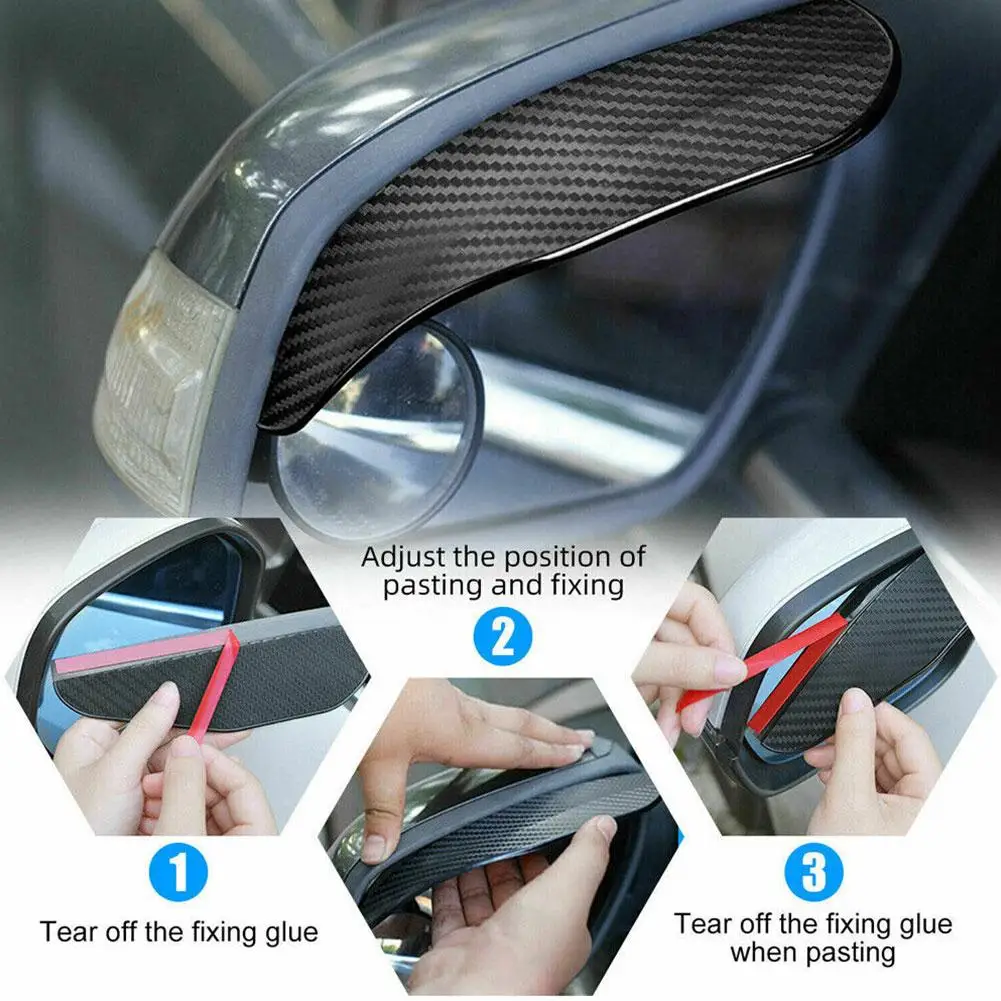 Carbon Fiber Look Car Rear View Mirror Rain Visor