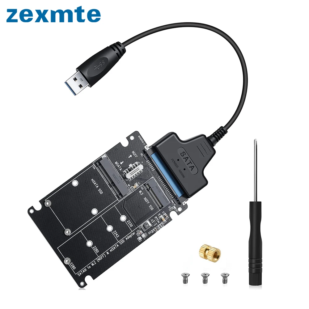 

Zexmte M.2 NGFF to SATA Adapter 2 in 1 MSATA USB A/C 3.0 to SATA III Cable For PC Laptop 2.5 inch Hard Disk Converter Adaptador