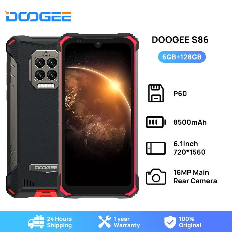 DOOGEE S86 Rugged Smartphone 6GB+128GB 8500mAh Super Battery  Smart Phone IP68/IP69K Mobile Phone HelioP60 Octa Core Android 10 best cheap android cell phone