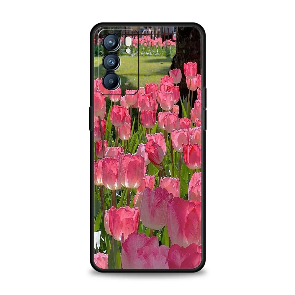 Pink Tulip Flower Love Heart Design Phone Case Cover