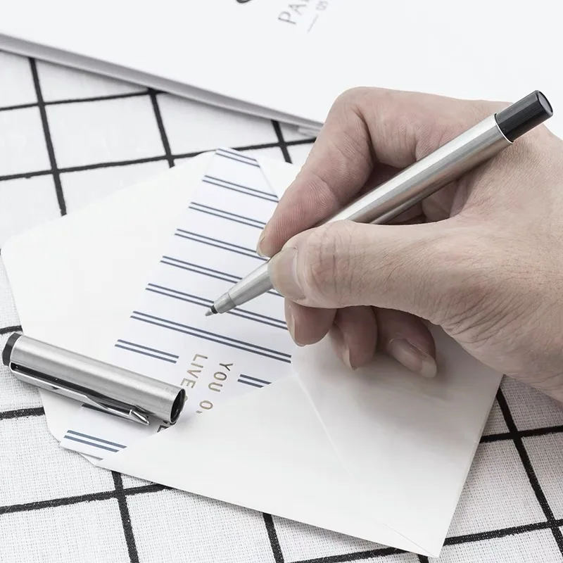 금속 실버 벡터 롤러 볼 펜 0.5mm 펜촉 매트 블랙 펜 비즈니스 선물 쓰기 비즈니스 사무실 서명 볼펜