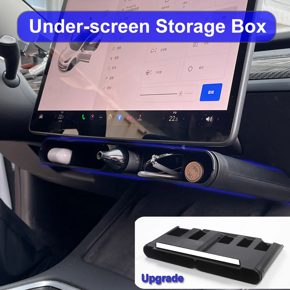 

Upgrade Flocked Under-screen Storage Box For Tesla Model 3 2021 2022 Center Console Storage Car Accessory Model Y 2021 2022
