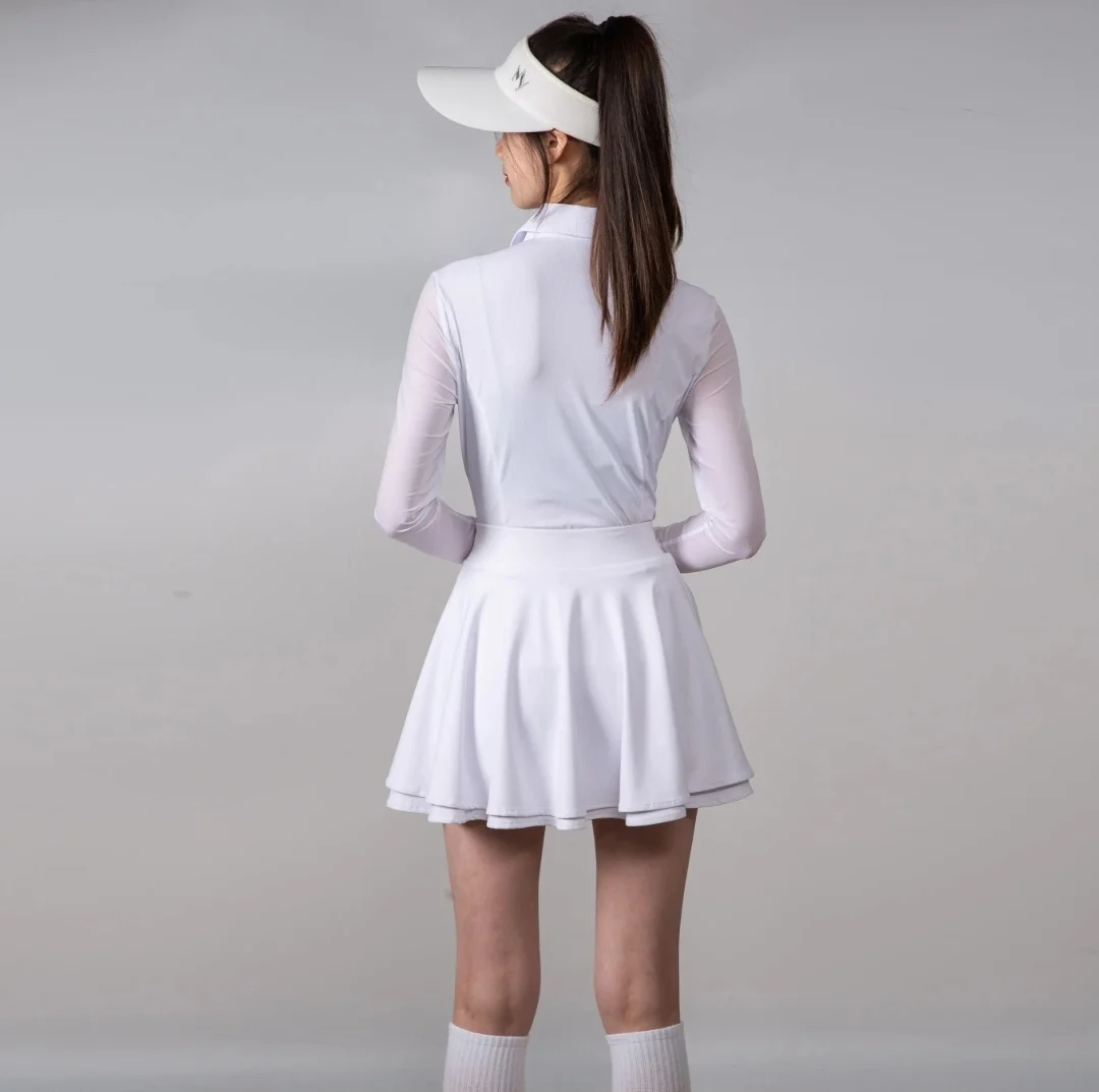 Golfist Golf Summer Women's Short Ruffle Hem Pleated Skirt Tennis Slim High-waist Stretch Sports Golf Clothing