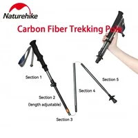 Naturehike 5-Section Trekking Pole Carbon Fiber Aluminum Alloy Folding Teleskopic Ultralight Walking Stick Hiking Climbing Stick 1